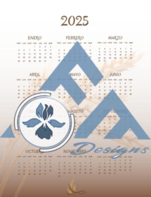 2025 Calendario con Motivo de Trigo (Espanol)